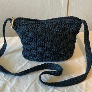 New York & Company Dark Blue Woven Shoulder Bag